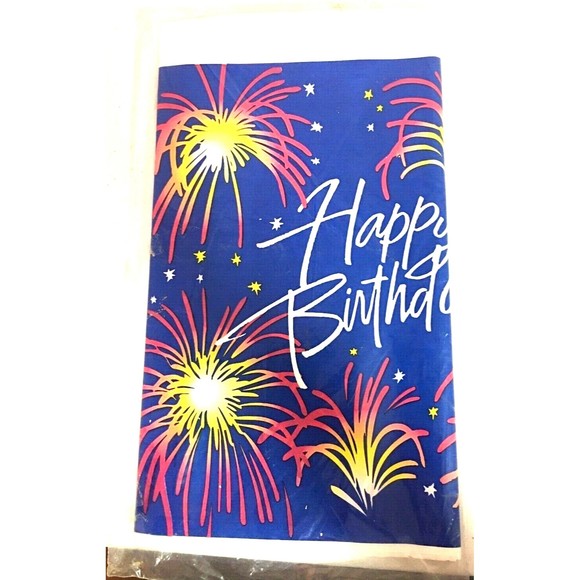 Vintage 90’s Fireworks Plastic Table Cover 54x96 DesignWorks American Greatings - Picture 4 of 4